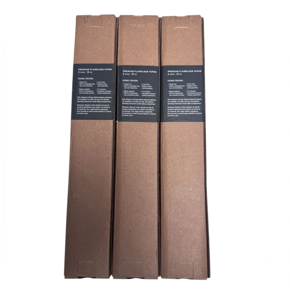 Pottery Barn Flameless Wax Taper Candle - Copper Brown